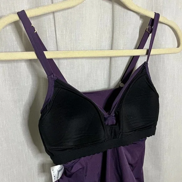 Land’s End Women's Purple Twist Front Lined & Lightly Padded Tankini Top Sz 2 - Picture 9 of 12